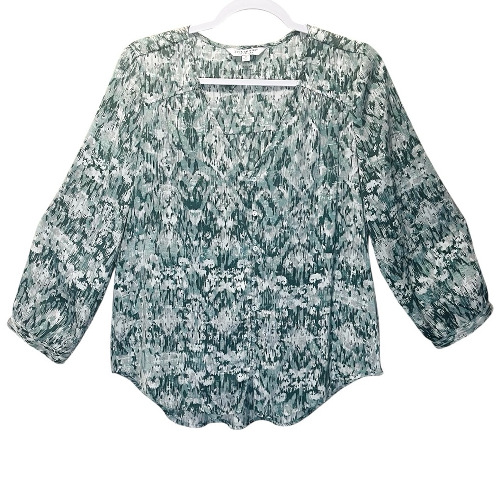 Liverpool Los Angeles Top Size M Green Abstract Women's Blouse